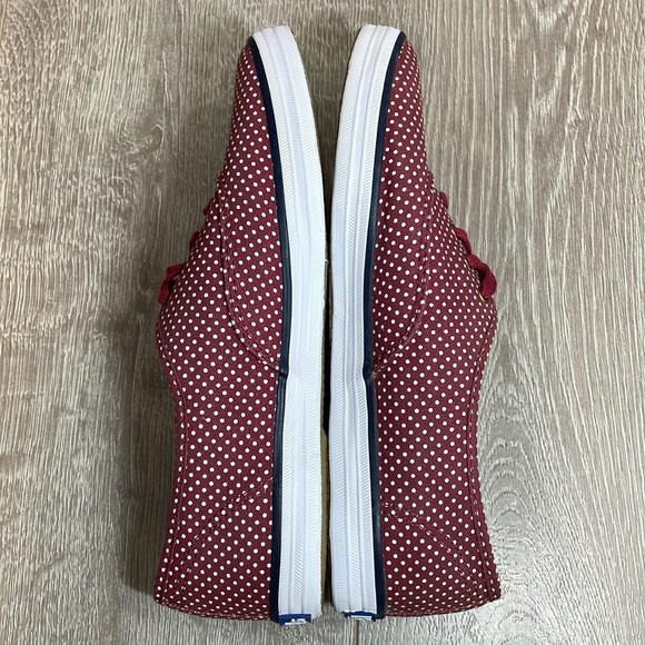 NWOT Keds Champion Burgundy White Polka Dot Canvas Sneakers Eyelet Lace Up  8 - Picture 8 of 13